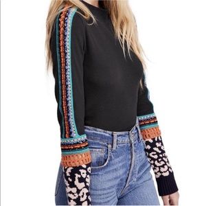 NEW Free People Switch It Up Cuff Thermal Mock Neck Black - Size XS